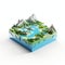 Isometric Mountain Landscape: Multidimensional Layers And Hyper-detailed Illustrations