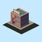 Isometric multi-storey building. Vector illustration