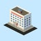 Isometric multi-storey building. Vector illustration