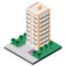 Isometric multistory building with balconies