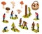 Isometric Mushroom Pickers Collection