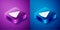 Isometric Nachos icon isolated on blue and purple background. Tortilla chips or nachos tortillas. Traditional mexican
