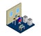 Isometric office room illustrated on a white background