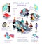 Isometric Office System Work Infographic