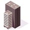 Isometric offices or business center icon. Town apartment building city map creation. Architectural vector 3d