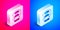 Isometric Oil tanker ship icon isolated on pink and blue background. Silver square button. Vector