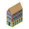 Isometric old brick holland house, tourism icon, vector