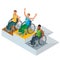 Isometric Olympic sports for peoples with disabled activity. Vector paralympic athletes