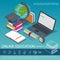 Isometric Online Education Colorful Composition