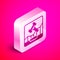 Isometric Online internet auction icon isolated on pink background. International trade concept. Investment, stock