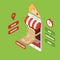 Isometric online pizza delivery smartphone