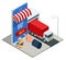 Isometric online shopping concept. Delivery home and office. Online shopping banner, mobile app templates. City