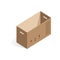 Isometric open cardboard box with empty space inside for goods