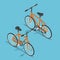 Isometric Orange Bicycle Ecologically Transportation