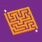 Isometric orange maze in pixel art style vector