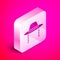 Isometric Orthodox jewish hat with sidelocks icon isolated on pink background. Jewish men in the traditional clothing