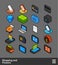 Isometric outline color icons set