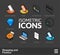 Isometric outline icons set 11