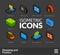 Isometric outline icons set 12