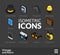 Isometric outline icons set 49