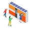 Isometric pack station. The chain of autonomous postal points for self-receipt and sending of postal parcels. This