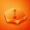 Isometric Paddle icon isolated on orange background. Paddle boat oars. Orange hexagon button. Vector Illustration