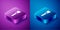 Isometric Paint brush icon isolated on blue and purple background. For the artist or for archaeologists and cleaning