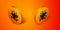 Isometric Paint spray icon isolated on orange background. Orange circle button. Vector