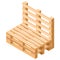 Isometric pallet furniture. Chair built from pallets-. Vector