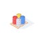 Isometric pallet with metal barrels. 3d pallets cargo goods fuel benzin petrol gas and combustible vector illustration