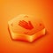 Isometric Palm print recognition icon isolated on orange background. Biometric hand scan. Fingerprint identification