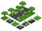 Isometric Park With People, City Park, Fresh Air