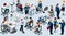 Isometric People Business Train Icon 3D Set Vector Illustration