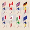 Isometric people with flags of Group of Seven G7