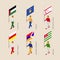 Isometric people with flags: Palestine, Kosovo, Abkhazia, Ossetia, Nagorno-Karabakh