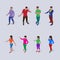 Isometric people set. Men and women in modern clothes stand in different poses gesturing with their hands