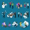 Isometric People And Stress Set