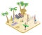 Isometric People On Tropical Beach Concept