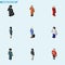 Isometric Person Set Of Detective, Male, Officer And Other Vector Objects. Also Includes Cleaner, Agent, Guy Elements.