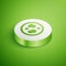 Isometric Petri dish with bacteria icon isolated on green background. White circle button. Vector Illustration