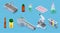 Isometric Pharmaceutical Industry Elements Set