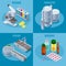 Isometric Pharmaceutical Industry Square Composition