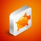 Isometric Piggy bank icon isolated on orange background. Icon saving or accumulation of money, investment. Silver square