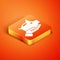 Isometric Piggy bank icon isolated on orange background. Icon saving or accumulation of money, investment. Vector.