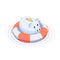 Isometric Piggy Bank On The Lifebuoy