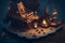 Isometric Pirete Cova RPG Scene Unreal Engine Dark Background generated by Ai