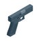 Isometric pistol isolated on white background. Weapon symbol. Gun with ammunition.