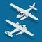 Isometric plane hydro aircraft. Air transportation infographics, vector illustration.