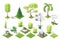 Isometric plants garden forest collection vector set