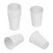 Isometric plastic cup. Empty white plastic disposable cups. Takeaway drink containers isolated, plastic container and